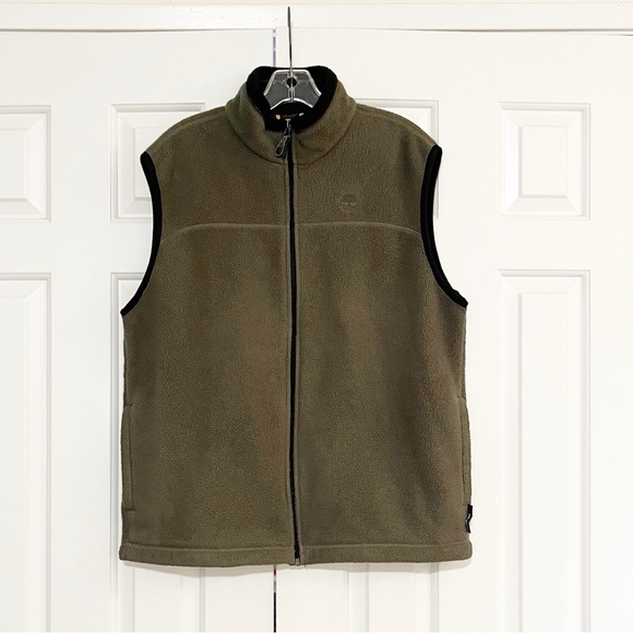 Timberland Army Green Full Zip Polartec Fleece Vest with Pockets. Men's Medium - Picture 8 of 15
